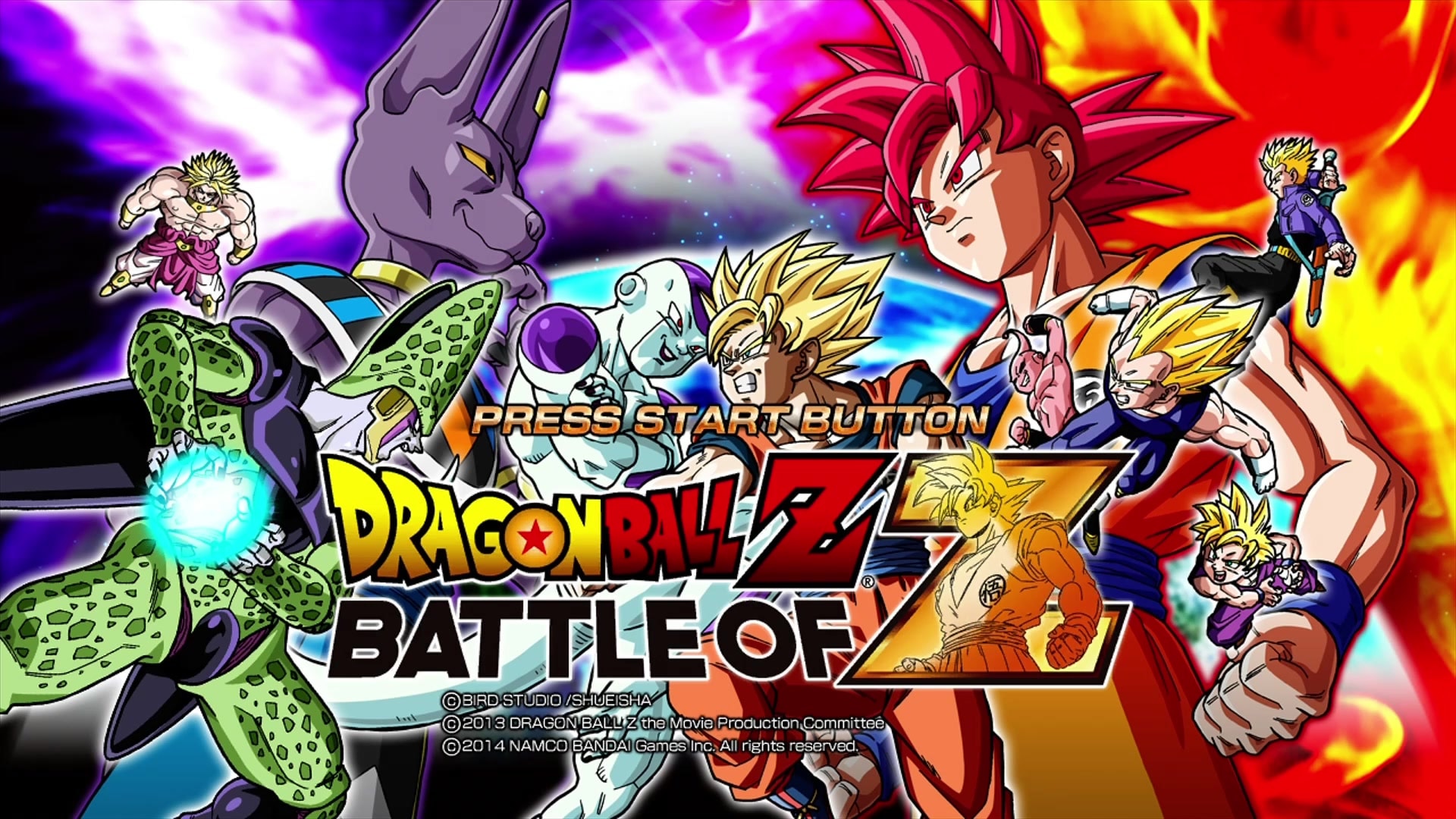 Dragon Ball Z: Battle of Z title screen for Xbox 360